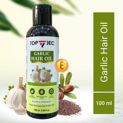 TopJec Cold Pressed Garlic Oil – Strengthens & Thickens Hair, Non-Sticky, Glossy Finish Hair Oil(100 ml)