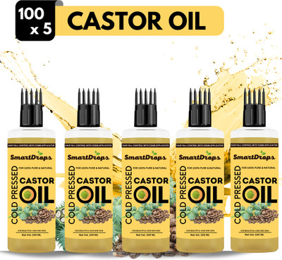 Smartdrops Premium Cold Pressed Castor Oil For Hair And Skin Hair Oil  (500 Ml) For Rs. 184 @ 82 % Smartdrops Premium Cold Pressed Castor Oil For Hair And Skin Hair Oil  (500 Ml) For Rs. 184 @ 82 %