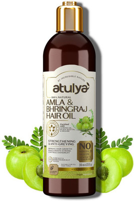 Atulya Amla & Bhringraj Hair Oil With Almond Oil, Blackseed Oil & Sesame Oil- Silicones, Parabens, Mineral Oil Free (100% Natural) Hair Oil(200 ml)