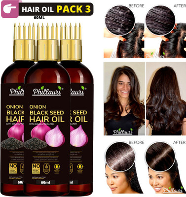 Phillauri Onion Oil For Hair Regrowth Aryuvedic Hair Oil (PACK 3) Hair Oil (180 Ml) For Rs. 111 @ 81 %