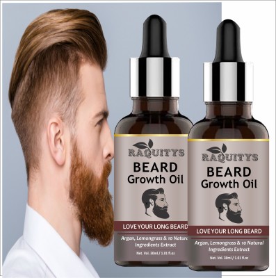 RAQUITYS Beard Growth Tonic & Gummies (30 Days Pack) | Thickens & Improves Beard Hair Oil(30 ml)