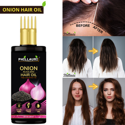 Phillauri Onion Oil-Black Seed Onion Hair Oil-WITH COMB APPLICATOR-Hair Growth Hair Oil(100 ml)