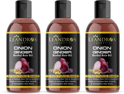 leandros Onion Ginger herbal hair oil with 14 Natural Oil Hair Oil Pack of-(3*100 ml) Hair Oil(100 ml)