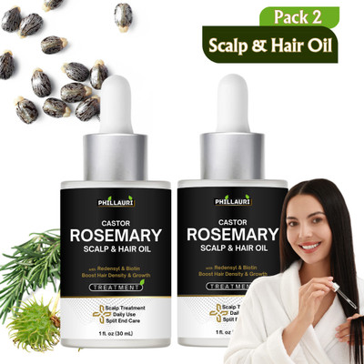 Phillauri Castor Rosemary Scalp Hair Oil for Daily Use,castor Oil for Hair|rosemary Oil Hair Oil(60 ml)