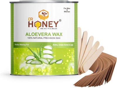 DR.HONEY Honey nature Wax (600g) + Waxing Strips + Stainless Waxing aloevera wax 600gram kit wax wit h strips and sticks wax aloe vera wax for ( arms and under arms legs ) wax kit 600 gram Cream(600 g)