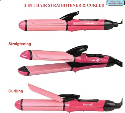 KASNAJI KN-413 Professional Electric 2 in 1 Multifunction Perfect Hair Curler & Straightener Hair Curler(Pink)