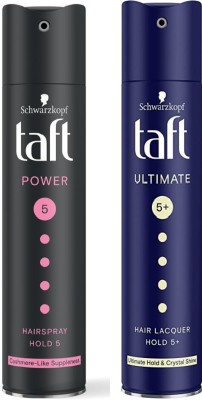 TAFT Power 5 Hairspray Cashmere & Ultimate 5+ Hair Lacquer 250ml 2pcs Hair Spray(500 ml)