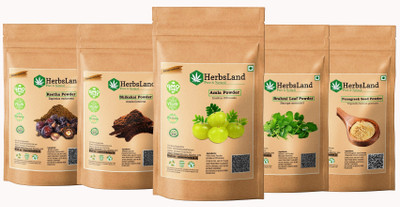 HerbsLand Amla Reetha Shikakai Brahmi Leaf Fenugreek Seed Powder (Natural Hair Shampoo)(625 g)