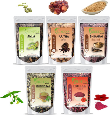 Rideena Pure & best Dry Amla Raw Reetha Raw Shikakai Raw Bhrinjraj Raw Hibiscus Raw(500 g)