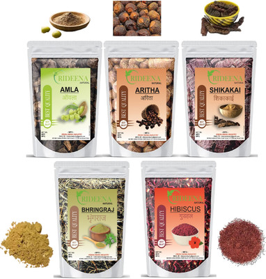 Rideena Pure And best Dry Amla Raw Reetha Raw Shikakai Raw Bhrinjraj Raw Hibiscus Raw(500 g)