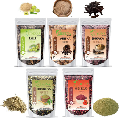 Rideena Best And Organic Dry Amla Raw Reetha Raw Shikakai Raw Bhrinjraj Raw Hibiscus Raw(500 g)