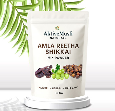 Aktivemusli Amla, Reetha, Shikakai Powder For Shiny Hair Pack for Hair Growth & Cleansing(100 g)