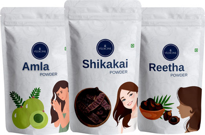 VEDICINE BIO Organic Herbal Amla + Shikakai + Reetha Powder- Combo Pack of 3-in-1(300 g)