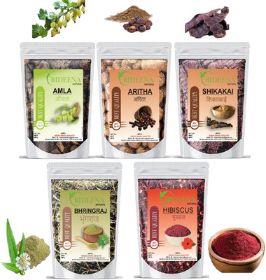 Rideena Natural & Best Dry Amla Raw Reetha Raw Shikakai Raw Bhrinjraj Raw Hibiscus Raw(500 g)
