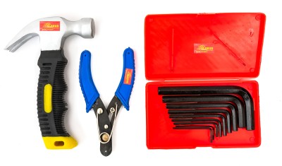 Globus Globus 36-Stubby Hammer(0.30kg)&WIRE CUTER 5INCH/125mm)&ALLENKEY SET/9(1.5-10mm) Hand Tool Kit(3 Tools)