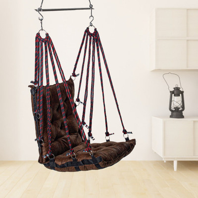Swingzy Soft Hanging Swing for Adults/Hammock Swing/Swing For Balcony/Swing Chair/ Cotton Hammock(Brown, Pre-assembled)