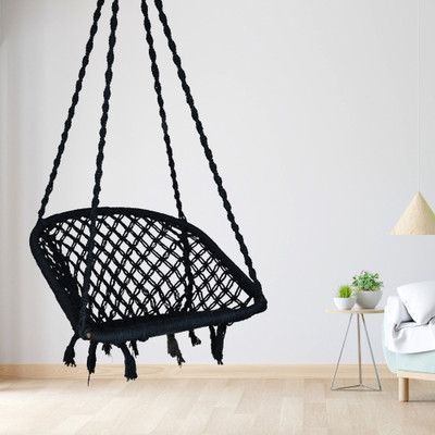 Swingzy Premium Cotton D-Shape Hammock Swing/Swing with Sturdy Frame/Swing for Balcony/ Cotton Large Swing(Black, DIY(Do-It-Yourself))
