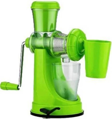 Zubix Plastic Plastic Multi Purpose Mini Fruit Vegetable Manual Vacuum Locking System Juicer Hand Juicer(Green)