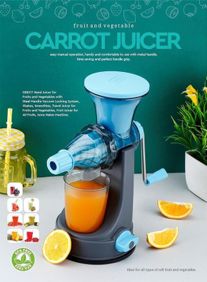 Cookvita Plastic Plastic Hand Juicer Portable & Manual with Steel Handle & Vacuum Locking System Hand Juicer(Blue)