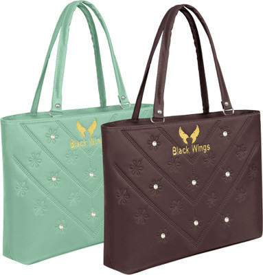 Black Wings Women Green, Brown Shoulder Bag(Pack of: 2)