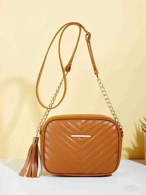 Tan Sling Bag Mini Tan sling bag For Women's/ Girls Stylish Faux Leather ladies purse casual