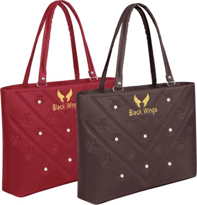 Black Wings Women Maroon, Brown Shoulder Bag(Pack of: 2)