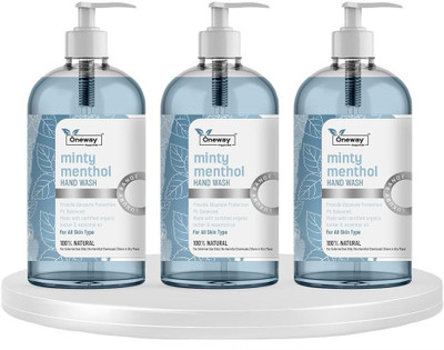 Oneway Happiness Minty Methanol Hand Wash with Mint and Aloe Vera (pack of 3 - 500 ml each) Hand Wash Bottle + Refill(3 x 500 ml) Oneway Happiness Minty Methanol Hand Wash with Mint and Aloe Vera (pack of 3 - 500 ml each) Hand Wash Bottle + Refill(3 x 500 ml)
