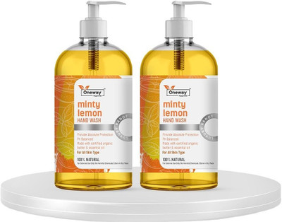 Oneway Happiness Minty Lemon Hand Wash with Aloe Vera & Lemon Extract (pack of 2 - 500 ml each) Hand Wash Bottle + Refill(2 x 500 ml) Oneway Happiness Minty Lemon Hand Wash with Aloe Vera & Lemon Extract (pack of 2 - 500 ml each) Hand Wash Bottle + Refill(2 x 500 ml)