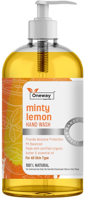 Oneway Happiness Minty Lemon Hand Wash with Aloe Vera & Lemon Extract Hand Wash Bottle + Refill(500 ml)