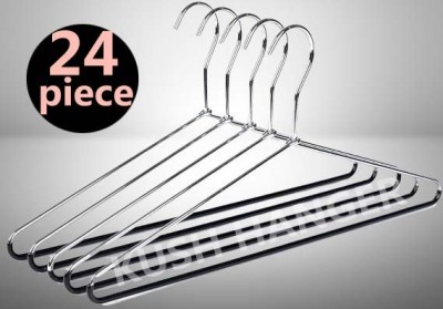 KUSHHANGER KUSH HANGER Stainless Coat Shirt Pack of 24 Hangers For Shirt (Steel) Steel Coat Pack of 24 Hangers For  Coat(Silver)