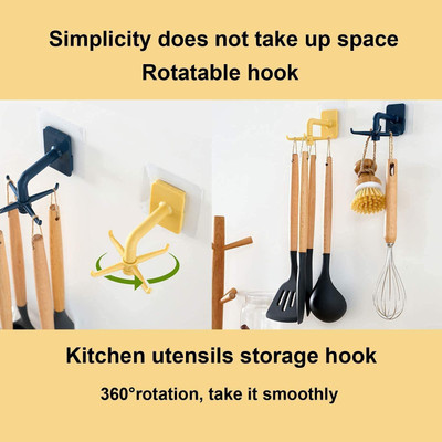 neev creation 360° Rotating Folding Hook with 5 Small Hooks Closet Organizer