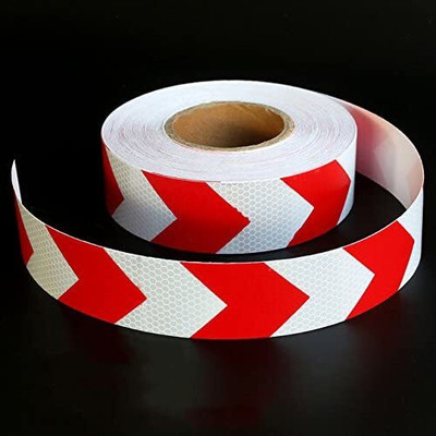 Crewbolt Reflective Tape High Visibility Caution Adhesive White & Red 50 mm x 6 m White, Red Arrow Reflective Tape(Pack of 1)