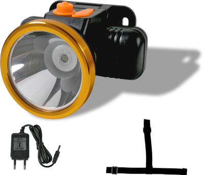 MVS 50W Rechargeable LED Head Torch Headlamp Flashlight,Waterproof Adjustable Head 10 hrs Flood Lamp Emergency Light(Black)