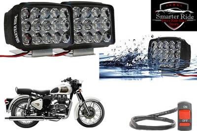 SMARTER RIDE Waterproof 15 LED Fog Light with Switch for Royal Enfield Classic 350 Headlight Motorbike LED for Royal Enfield (12 V, 20 W)(Classic 350, Pack of 3)