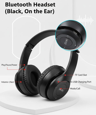 BUFONA P47 Bluetooth Gaming Headphone Wireless Sport Earphone With FM&SD Card Slot Bluetooth Headset(Black, On the Ear)