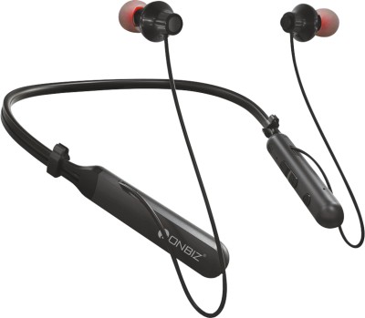 ONBIZ Bluetooth Wireless Neckband - 20H Playtime, Dual Equalizer Bass Boost Drivers Bluetooth Headset(Black, True Wireless)