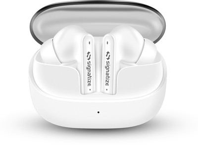 SIGNATIZE 35HRS Battery, Fast Charge,Tech,ENx Tech,Transparent LID, Low Latency, IPX4 Bluetooth(Transparent, In the Ear)