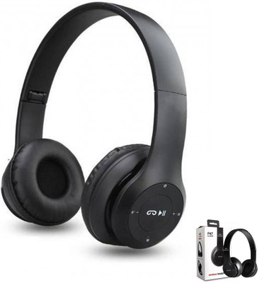 Techobucks Wireless 3D Bass Bluetooth Headphones with SD Card Slot Bluetooth & WiredHeadset Bluetooth(Black, On the Ear)