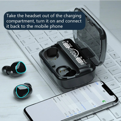 YAROH ATE_148N_TWS M10 BLUETOOTH 5.1 CHARGING BOX WIRELESS EARDBUD STEREO SOUND Bluetooth Gaming(Black, True Wireless)
