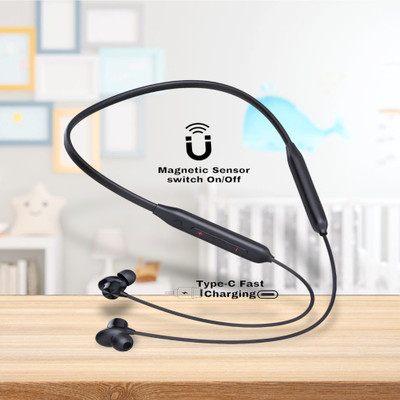 AIZINA Pro Neckband With Upto 48 Hours Playback & Fast Charging Earphone_J4 Bluetooth & Wired(Black, In the Ear)