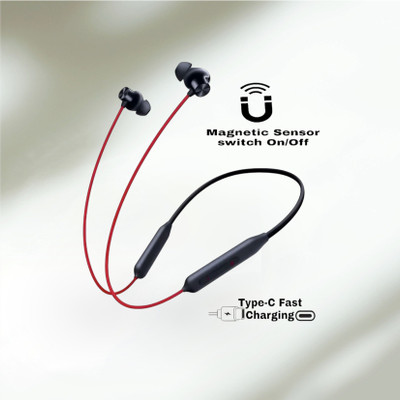 house of common Pro Neckband With Upto 48 Hours Playback & Fast Charging Earphone_2R Bluetooth & Wired(Red, In the Ear)