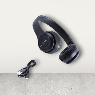 AIZINA Wireless Audio Headset for Gaming with Heavy Low-Frequency Bass_NY Bluetooth & Wired(Black, On the Ear)