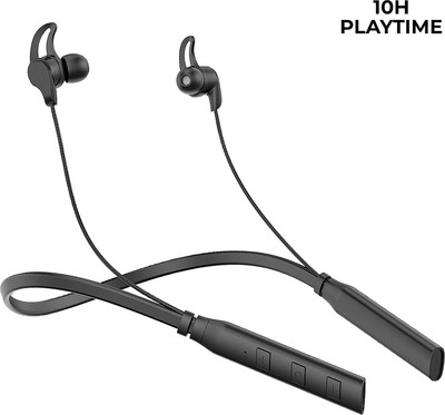 WRADER BT Prime Sports Bluetooth Headphone with 10hrs Playtime Wireless Neckband Mobile Bluetooth(Black, In the Ear)