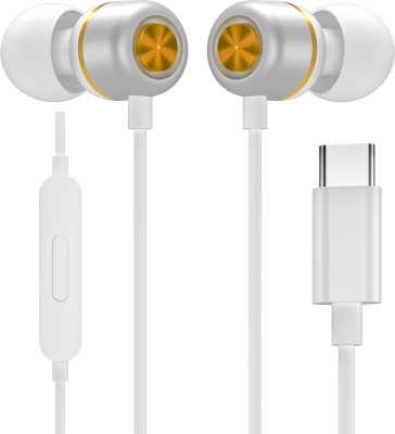 Portronics Conch 20 Wired Type C Earphone With Mic Wired Headset(White, In the Ear)