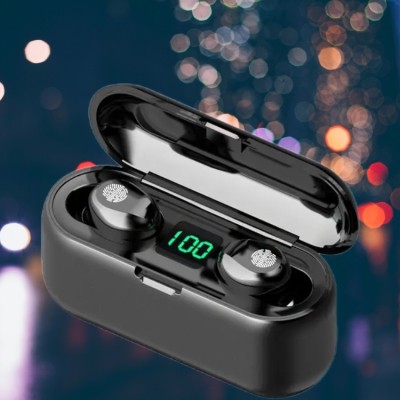 SACRO Y77_F9 Wireless Earbuds with Bluetooth 5.0 & Digital Display Bluetooth Headset(Black, In the Ear)
