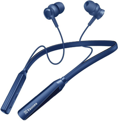 TP TROOPS Neckband Earphones with 10mm Drivers,Music Above 20 Hours Playtime Bluetooth & Wired Headset(Blue, In the Ear)