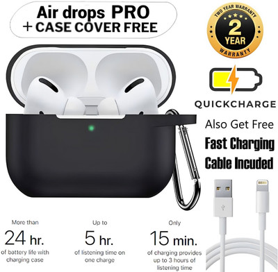Airdrops Pro 15 White wireless bluetooth earbuds with case combo Bluetooth Headset(White, True Wireless)