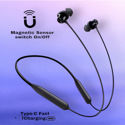 AIZINA Pro Neckband With Upto 48 Hours Playback & Fast Charging Earphone_T2 Bluetooth & Wired(Black, In the Ear)