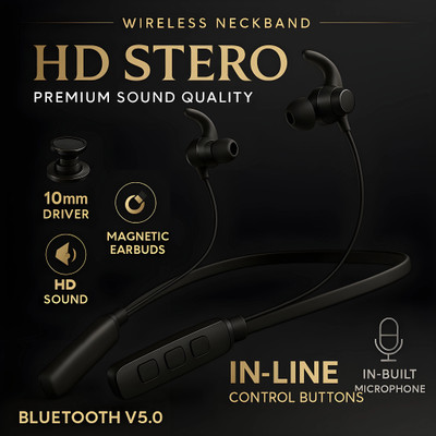 QPG STORE Rokerz 235 Pro Wireless Bluetooth Neckband(0.944 Bluetooth(Black, In the Ear)