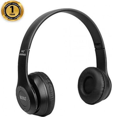 Worricow Wireless Bluetooth Headphone with HD Sound and Bass without Mic Headset Bluetooth Headset(Black, In the Ear)